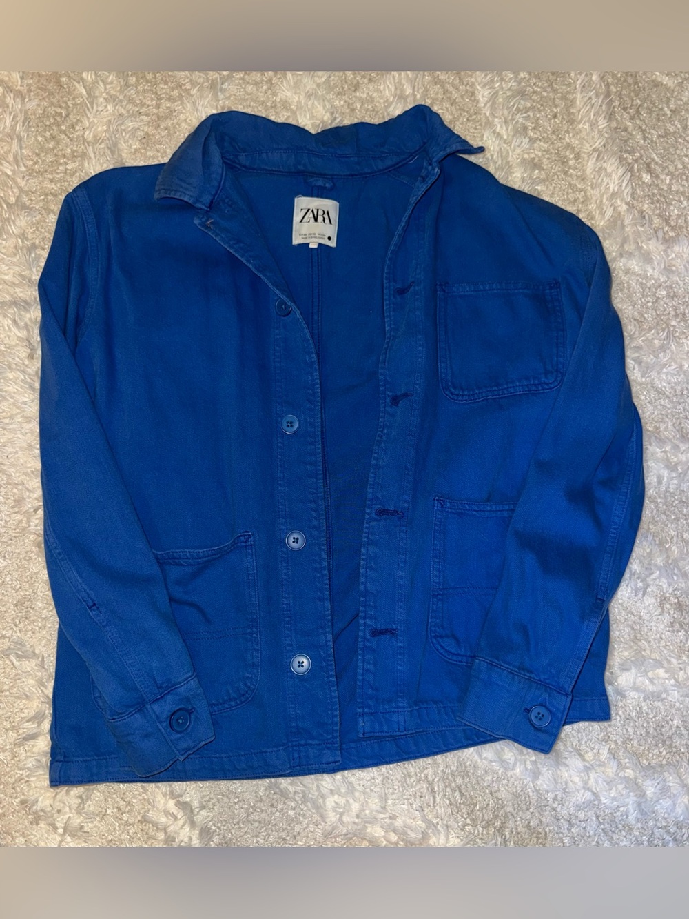 ZARA Royal Blue Button-Front Denim Jacket